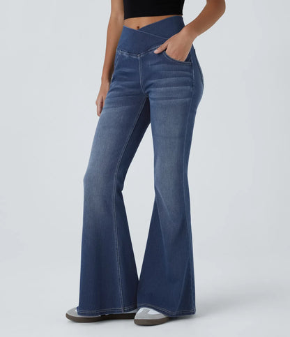 ElsaShape Jeans haute taille avec bande croisée - Look naturel 