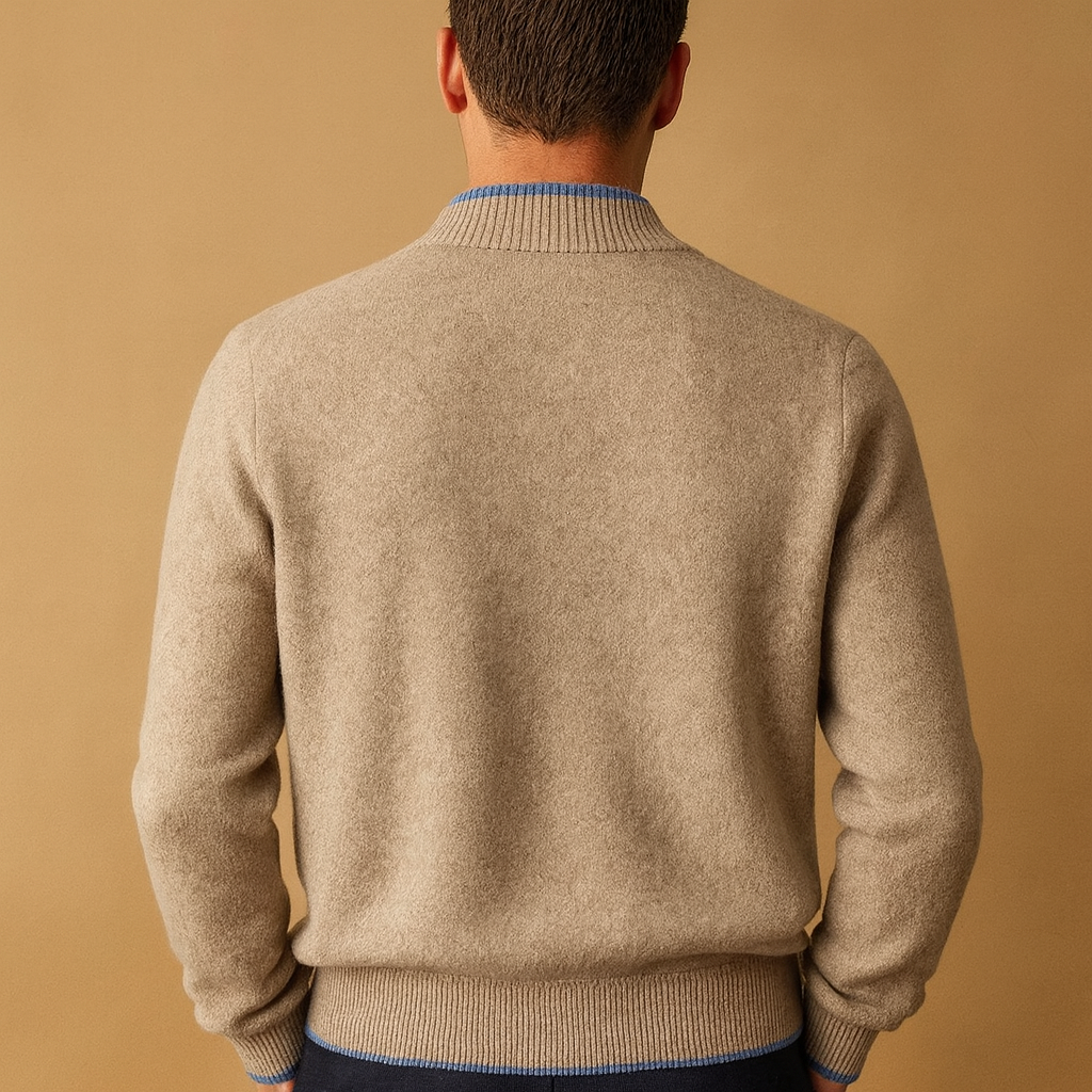 Cardigan zippé pour hommes | Gerippter Kragenstrick mit bequemer Passform für den Alltag