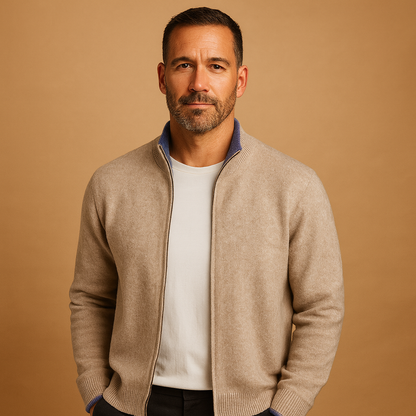 Cardigan Zippé Homme | Geribbelde Kraag Gebreid avec Comfortabele Dagelijkse Pasvorm