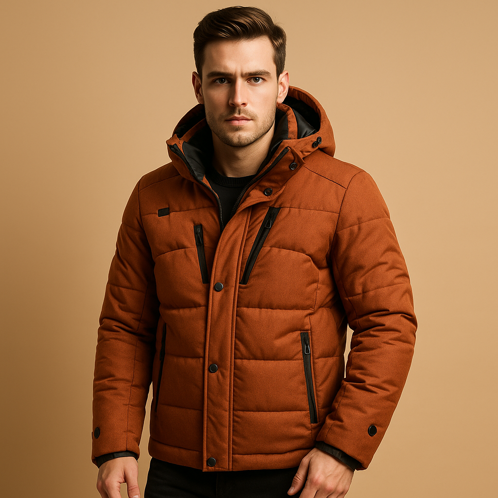 Herren Daunenparka mit Kapuze – Chaud et coupe-vent