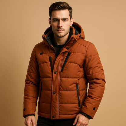 Herren Daunenparka mit Kapuze – Chaud et coupe-vent
