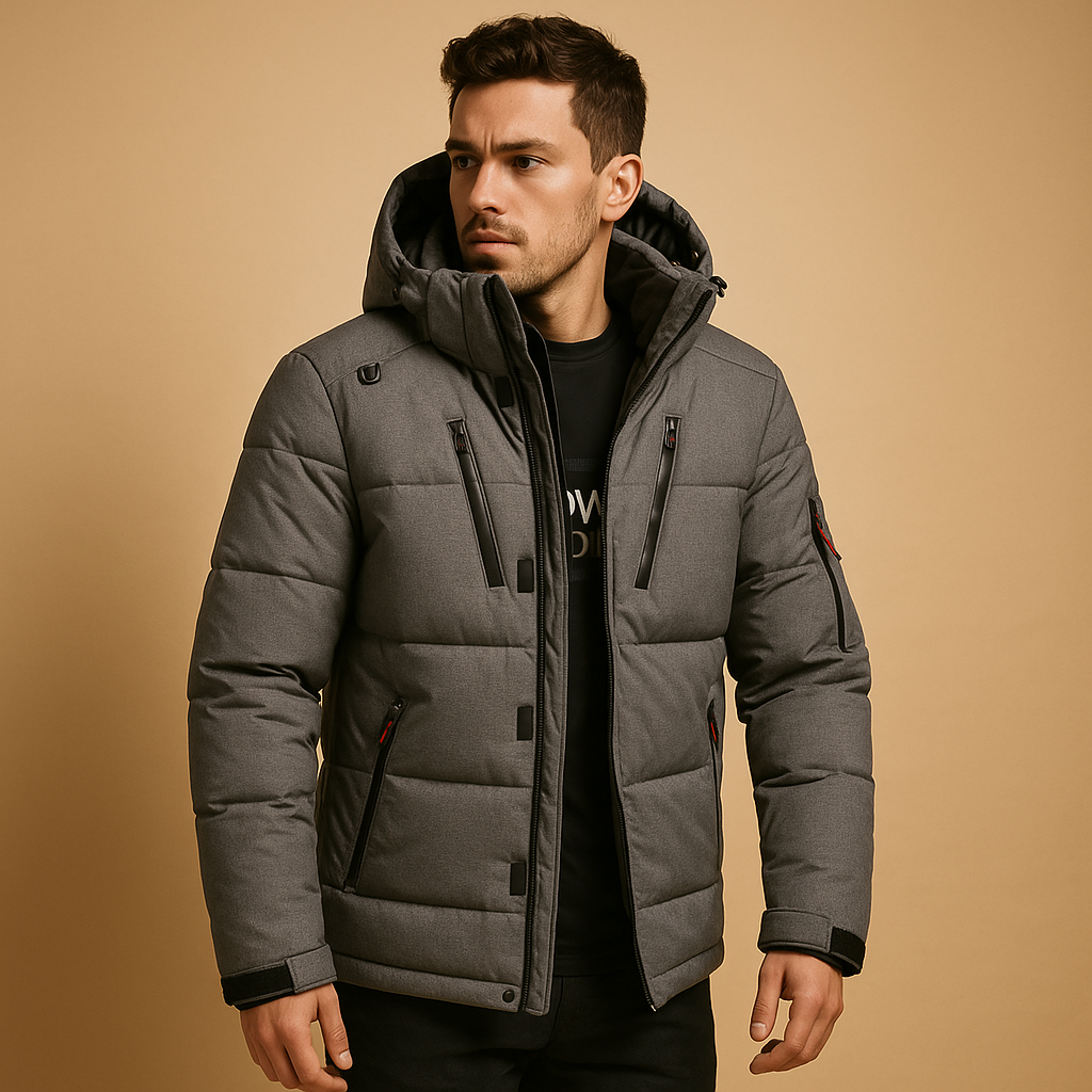 Herren Daunenparka mit Kapuze – Chaud et coupe-vent