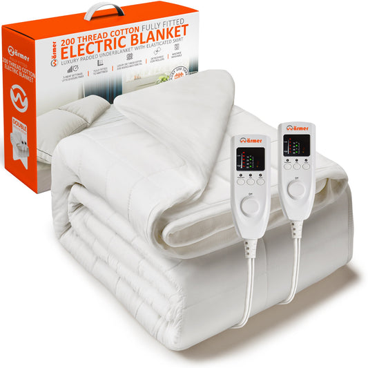 200 Thread Count Cotton Electric Blanket - Fully Fitted Warm Throw