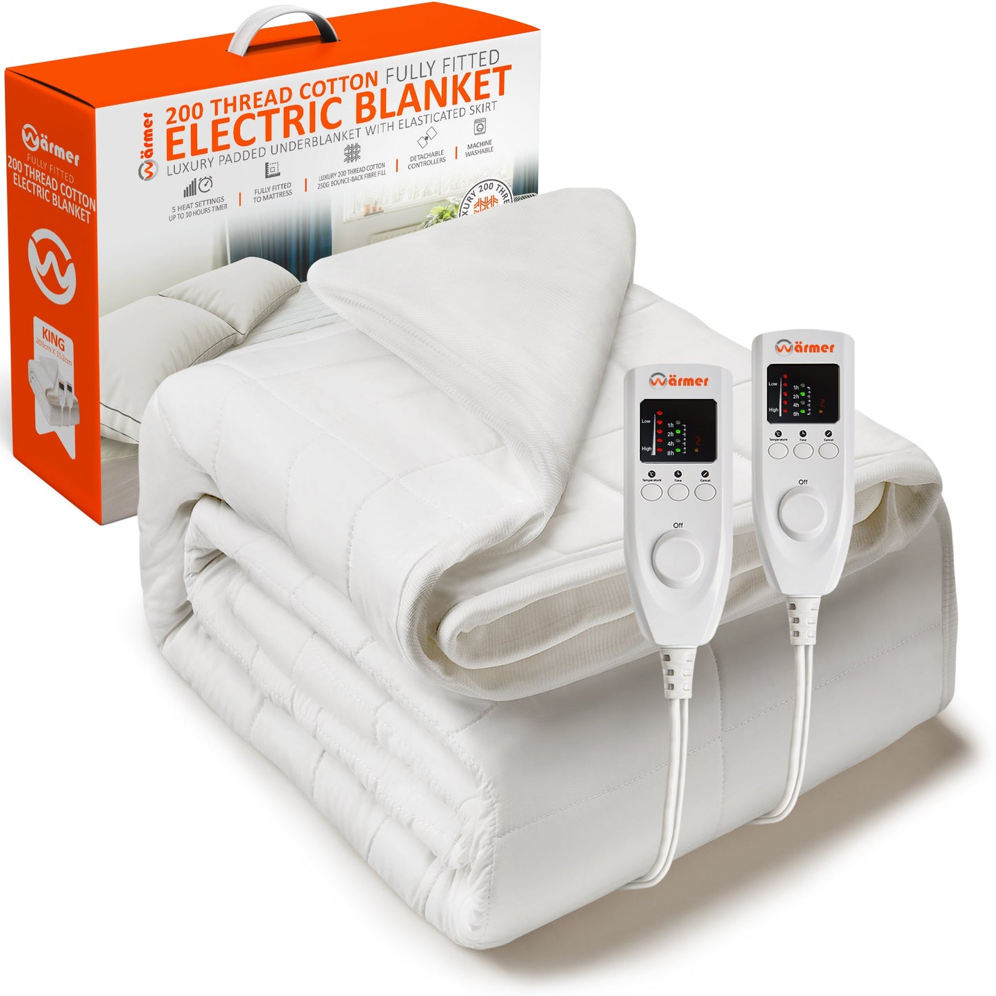 200 Thread Count Cotton Electric Blanket - Fully Fitted Warm Throw