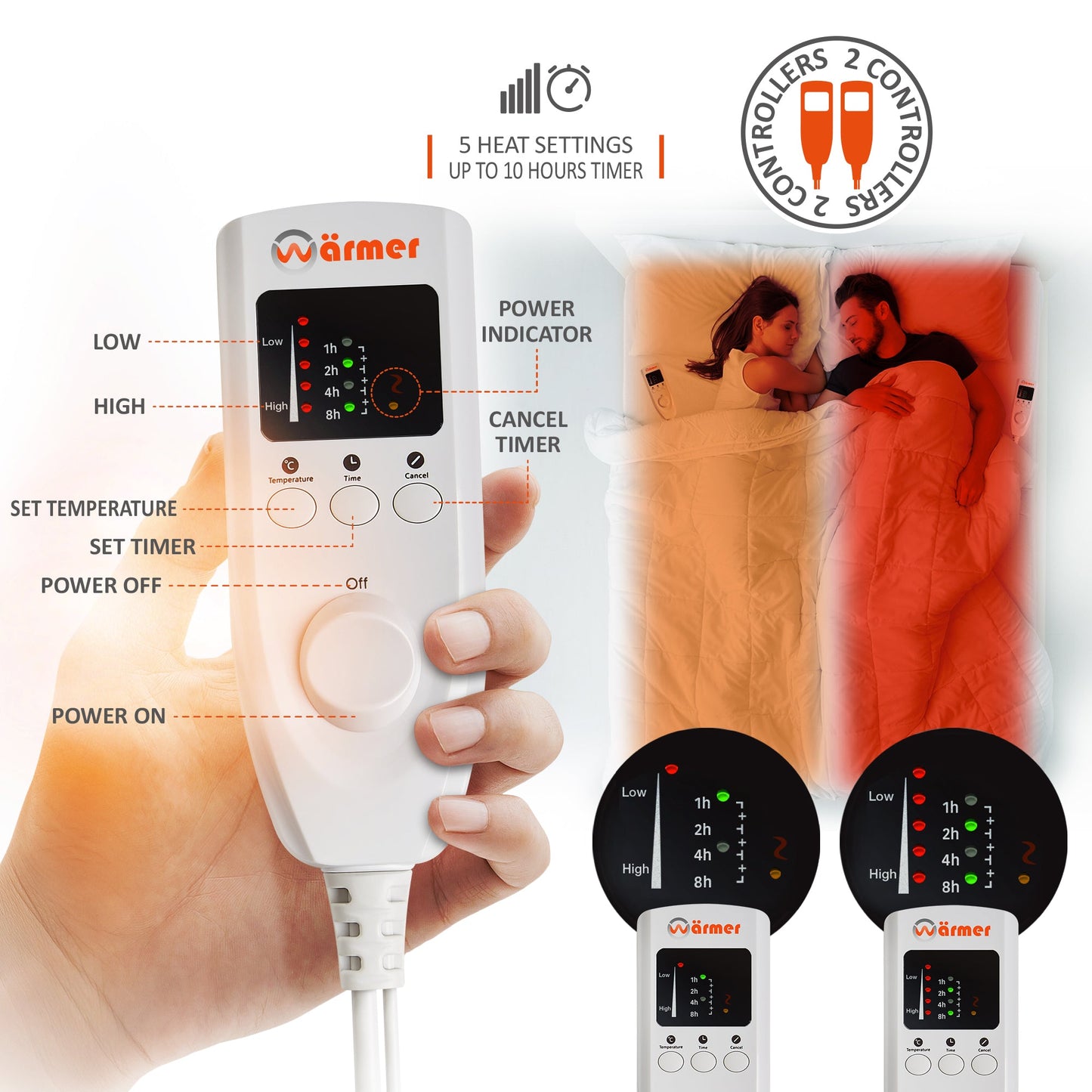 200 Thread Count Cotton Electric Blanket - Fully Fitted Warm Throw