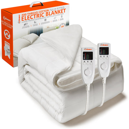200 Thread Count Cotton Electric Blanket - Fully Fitted Warm Throw