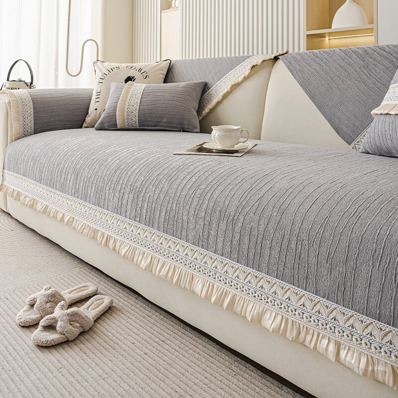 Washable Linen Sofa Covers, Anti-Slip Sectional Slipcovers for Pets
