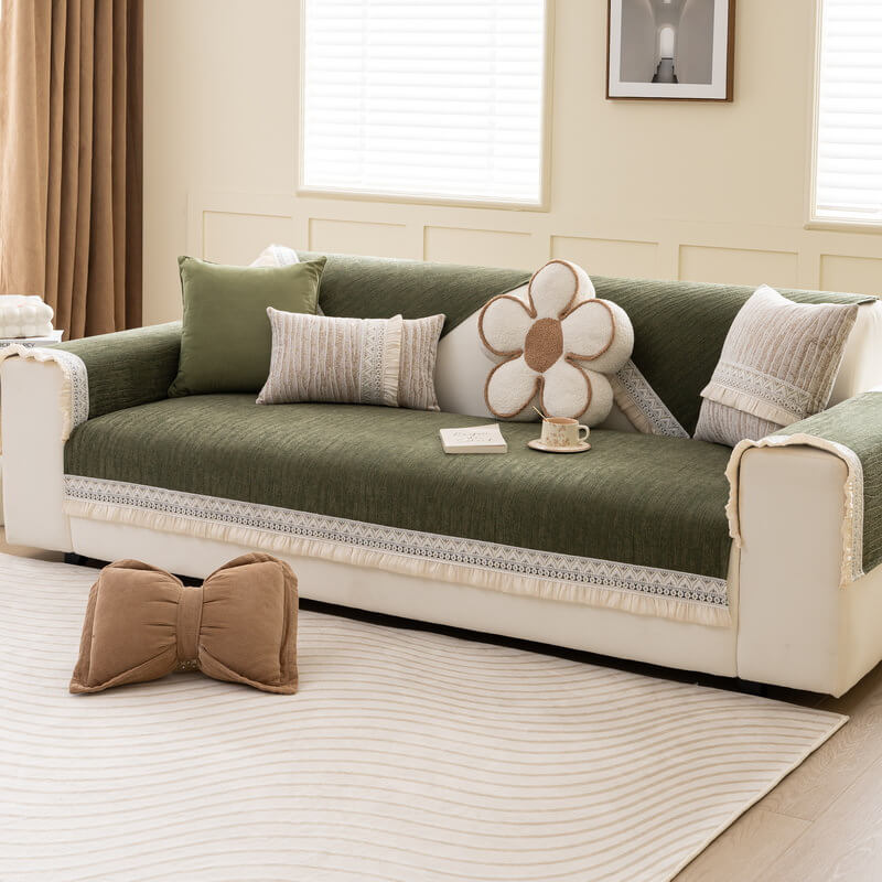 Washable Linen Sofa Covers, Anti-Slip Sectional Slipcovers for Pets