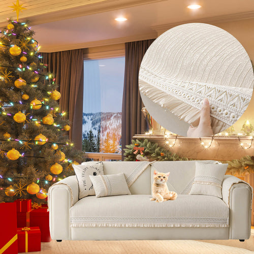 Washable Linen Sofa Covers, Anti-Slip Sectional Slipcovers for Pets