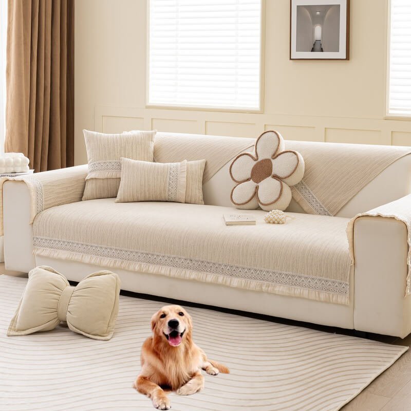 Washable Linen Sofa Covers, Anti-Slip Sectional Slipcovers for Pets