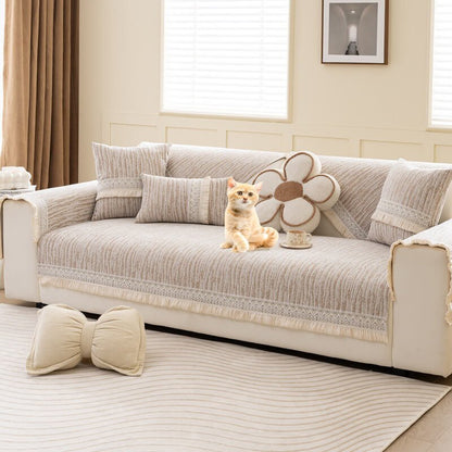 Washable Linen Sofa Covers, Anti-Slip Sectional Slipcovers for Pets