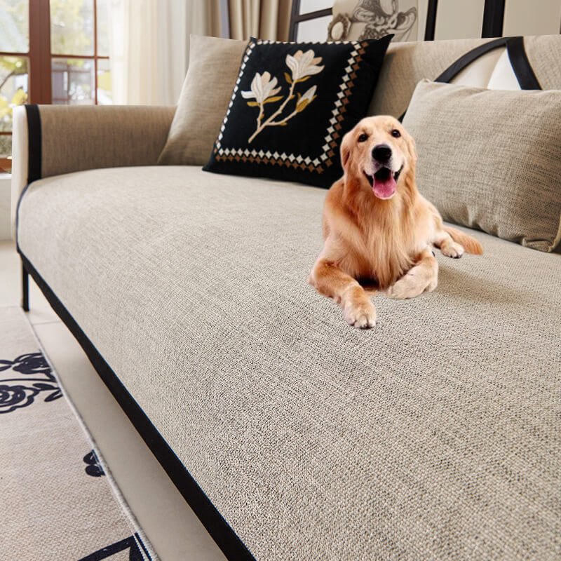 Washable Linen Sofa Covers, Anti-Slip Sectional Slipcovers for Pets
