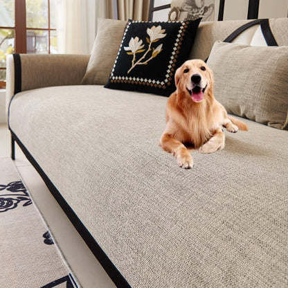 Washable Linen Sofa Covers, Anti-Slip Sectional Slipcovers for Pets