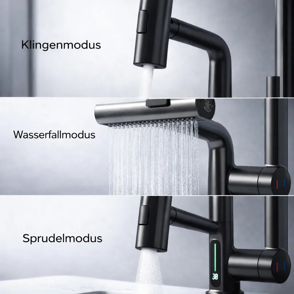 Ausziehbarer Küchenwasserhahn | Rückziehbarer Küchenwasserhahn mit 5 Sprühmodi | FlexiHahn