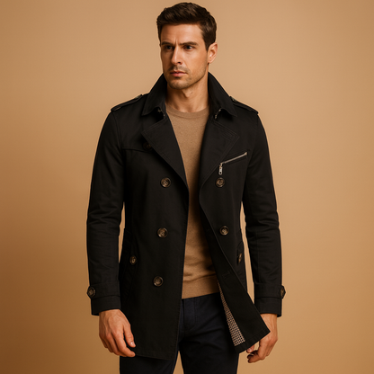 Trenchcoat imperméable pour hommes – Klassisches Doppelreiher-Design