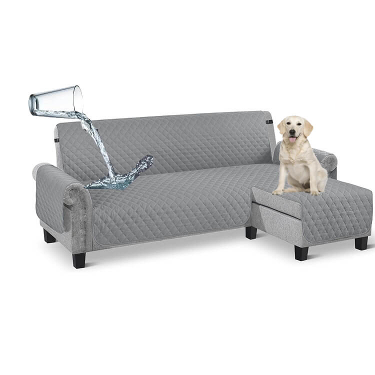 Waterproof L-Shaped Sofa Cover with Chaise for Pets - Adjustable Straps