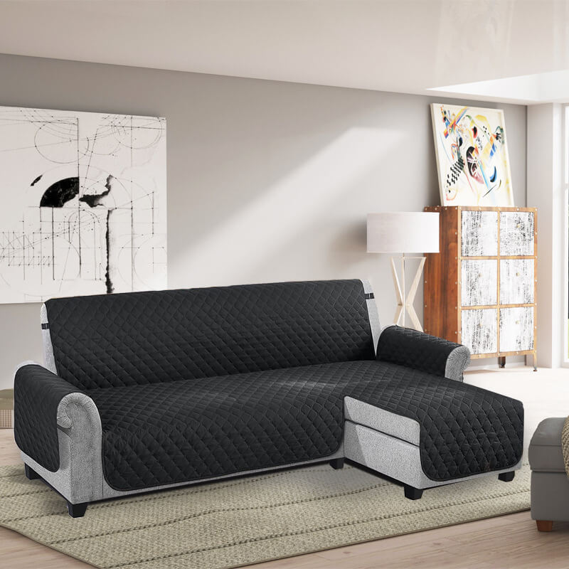 Waterproof L-Shaped Sofa Cover with Chaise for Pets - Adjustable Straps