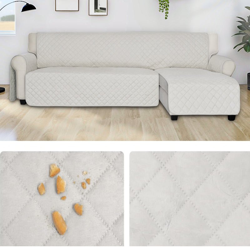 Waterproof L-Shaped Sofa Cover with Chaise for Pets - Adjustable Straps