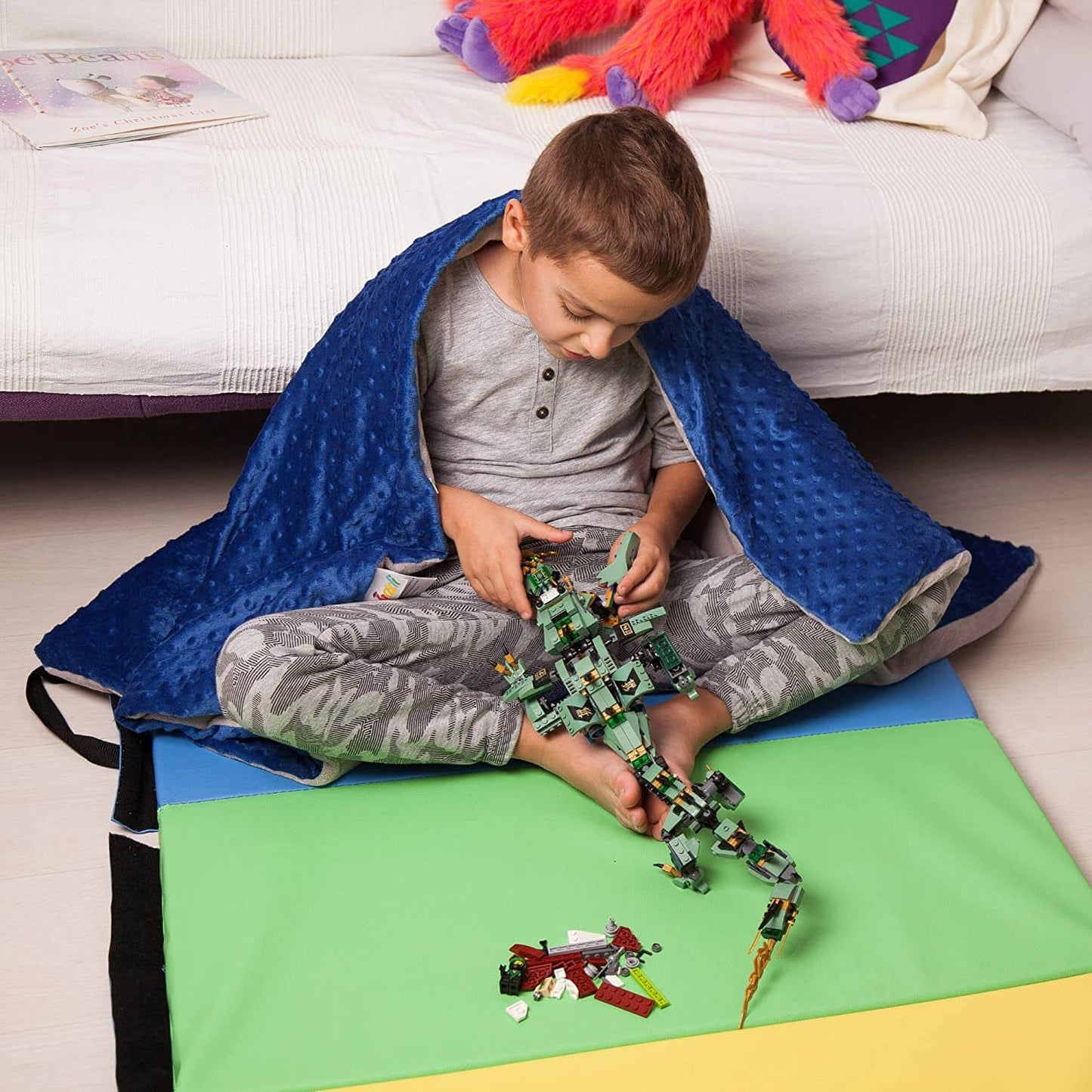 Gewichtsdecke mit abnehmbarem Bezug und Glasperlen für besseren Schlaf