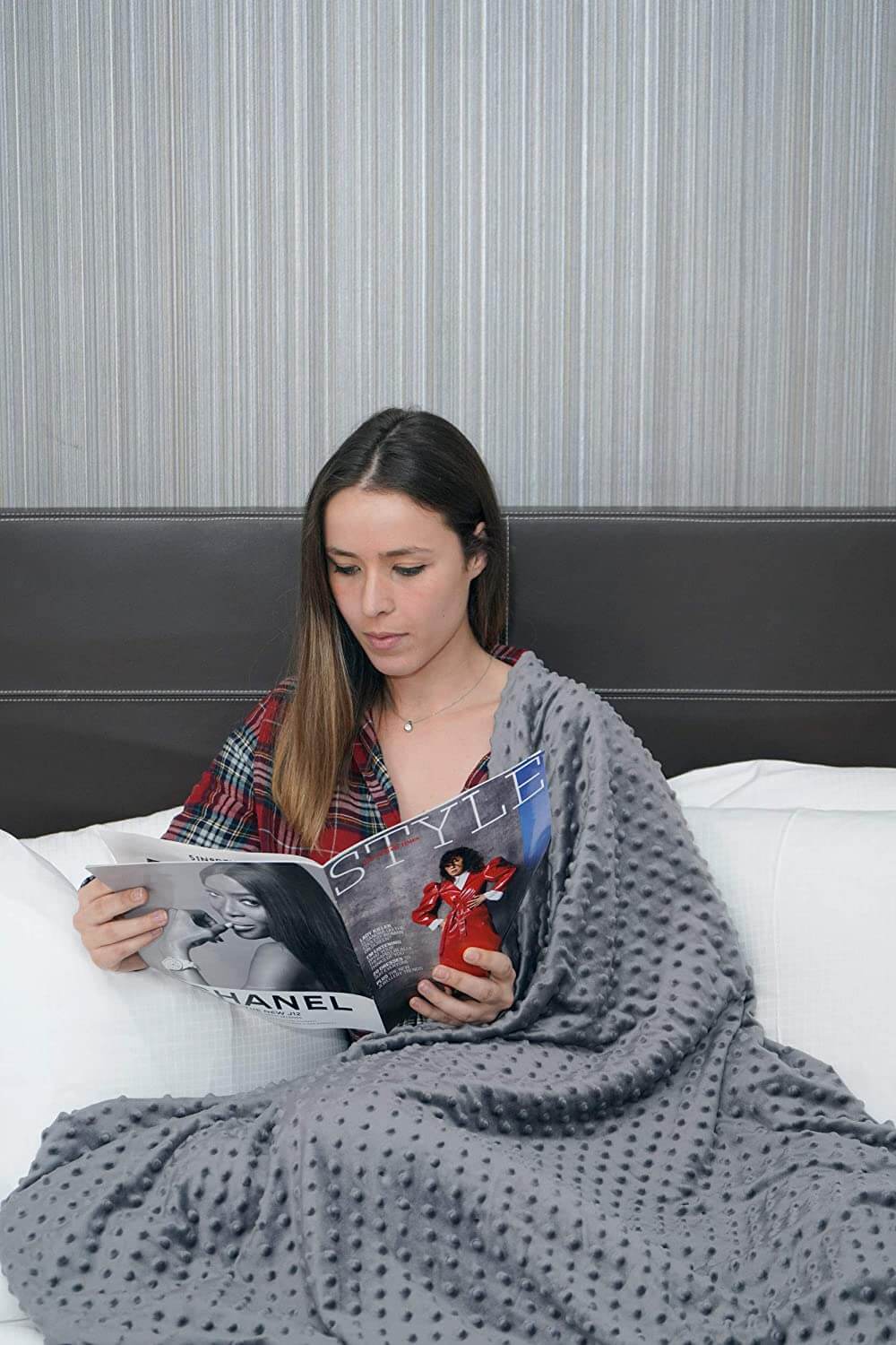 Gewichtsdecke mit abnehmbarem Bezug und Glasperlen für besseren Schlaf