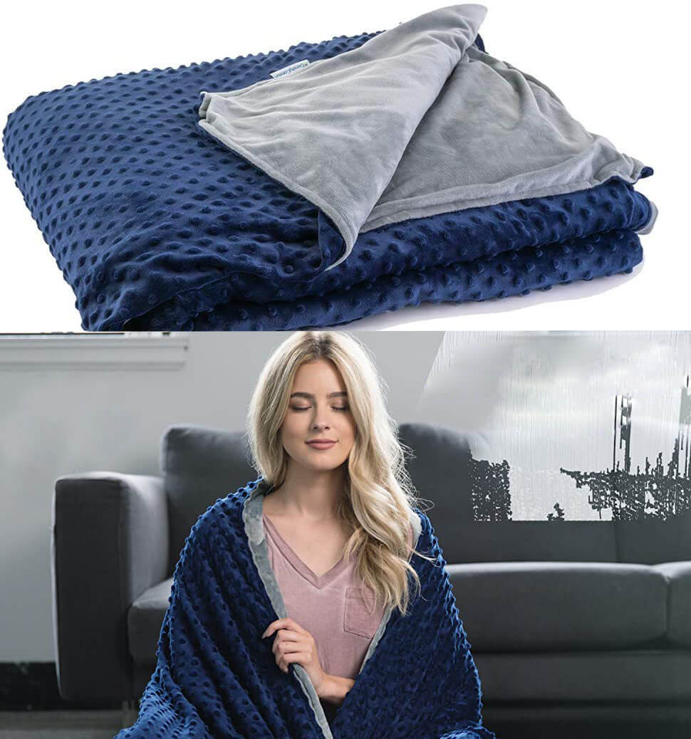 Gewichtsdecke mit abnehmbarem Bezug und Glasperlen für besseren Schlaf