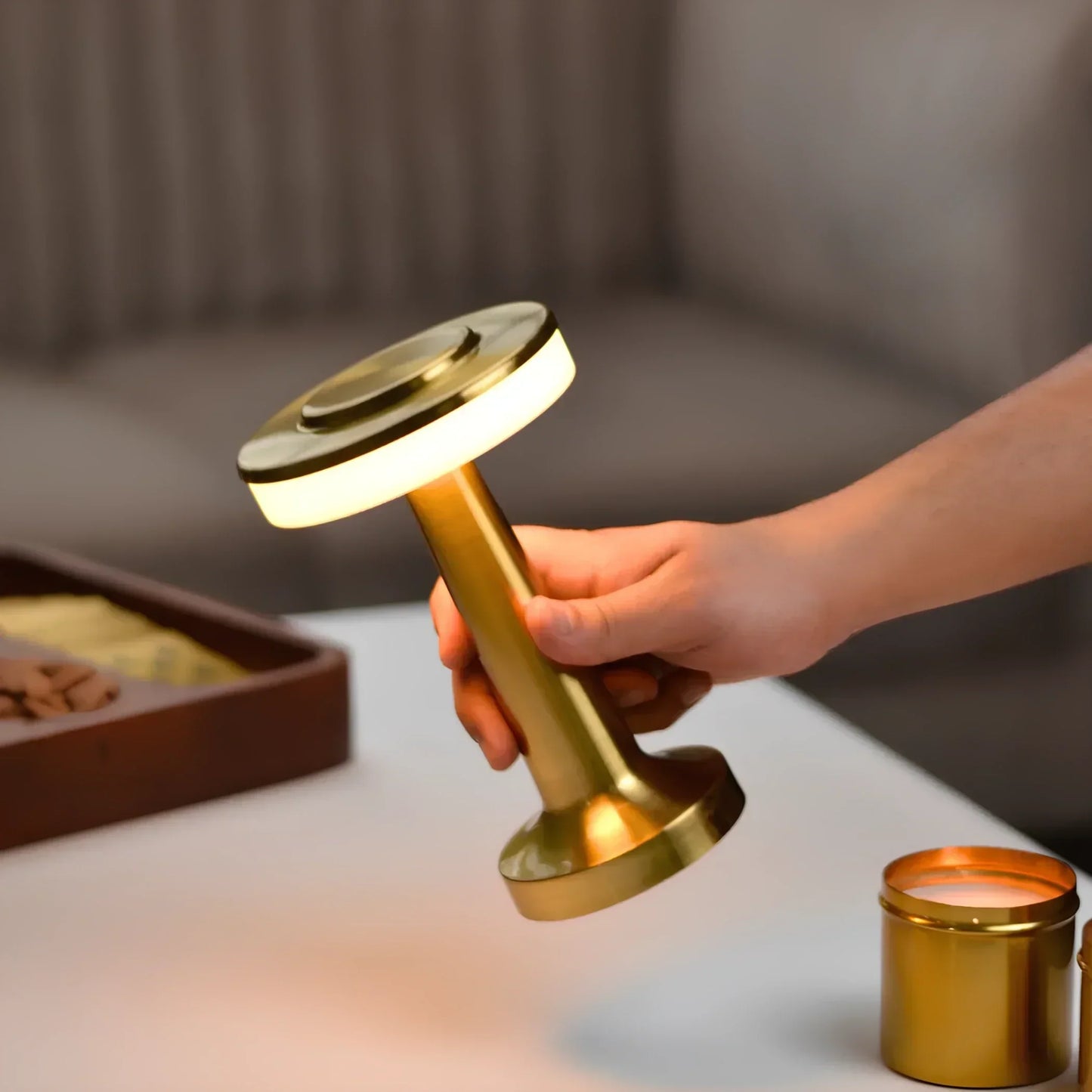 Lampe de table rétro sans fil rechargeable à commande tactile - Lumière d'ambiance
