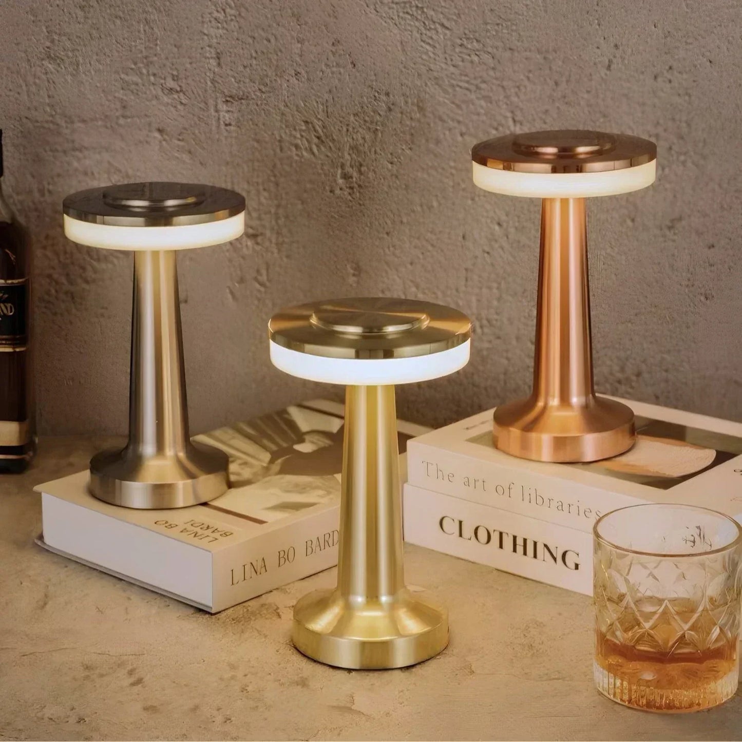 Lampe de table rétro sans fil rechargeable à commande tactile - Lumière d'ambiance