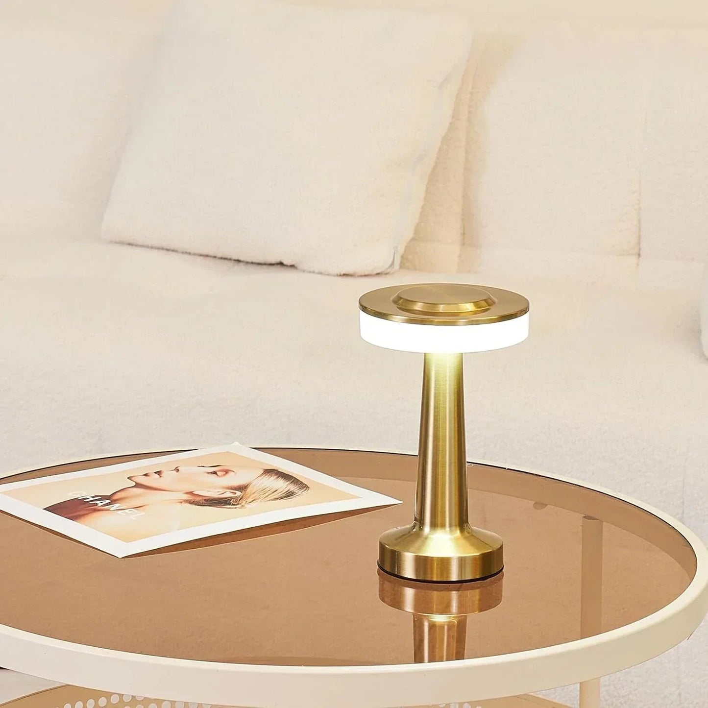 Lampe de table rétro sans fil rechargeable à commande tactile - Lumière d'ambiance